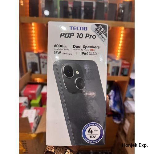 Tecno POP 10 Pro – 128GB ROM + 8GB RAM (4+4GB Extended), 6000mAh Battery, 120Hz Display, 18W Fast Charging Smartphone