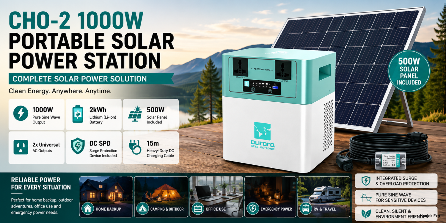 CHO-2 1000W Portable Solar Power Station – Reliable Power Anywhere