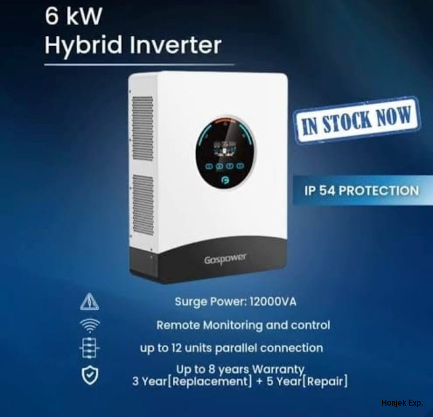 Gospower 6kW Hybrid Solar Inverter | 48V Pure Sine Wave | Dual MPPT | Wi-Fi Monitoring | IP54